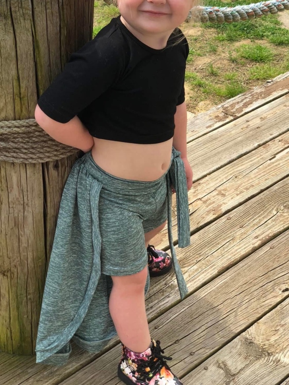 Kids Green Tie-Waist Skort Shorts - Comfortable Active Bottoms